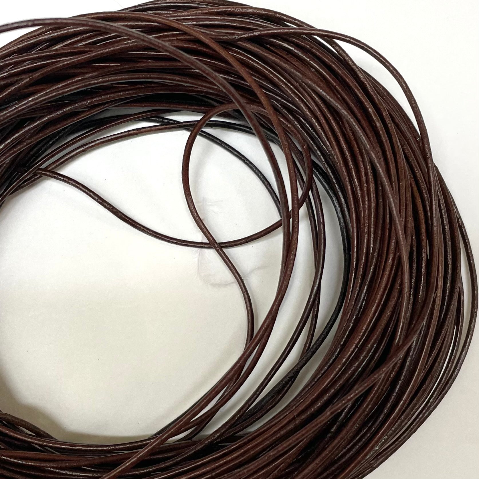 Natural Genuine Leather Cord per 10mtrs- Dark Brown 1.5mm