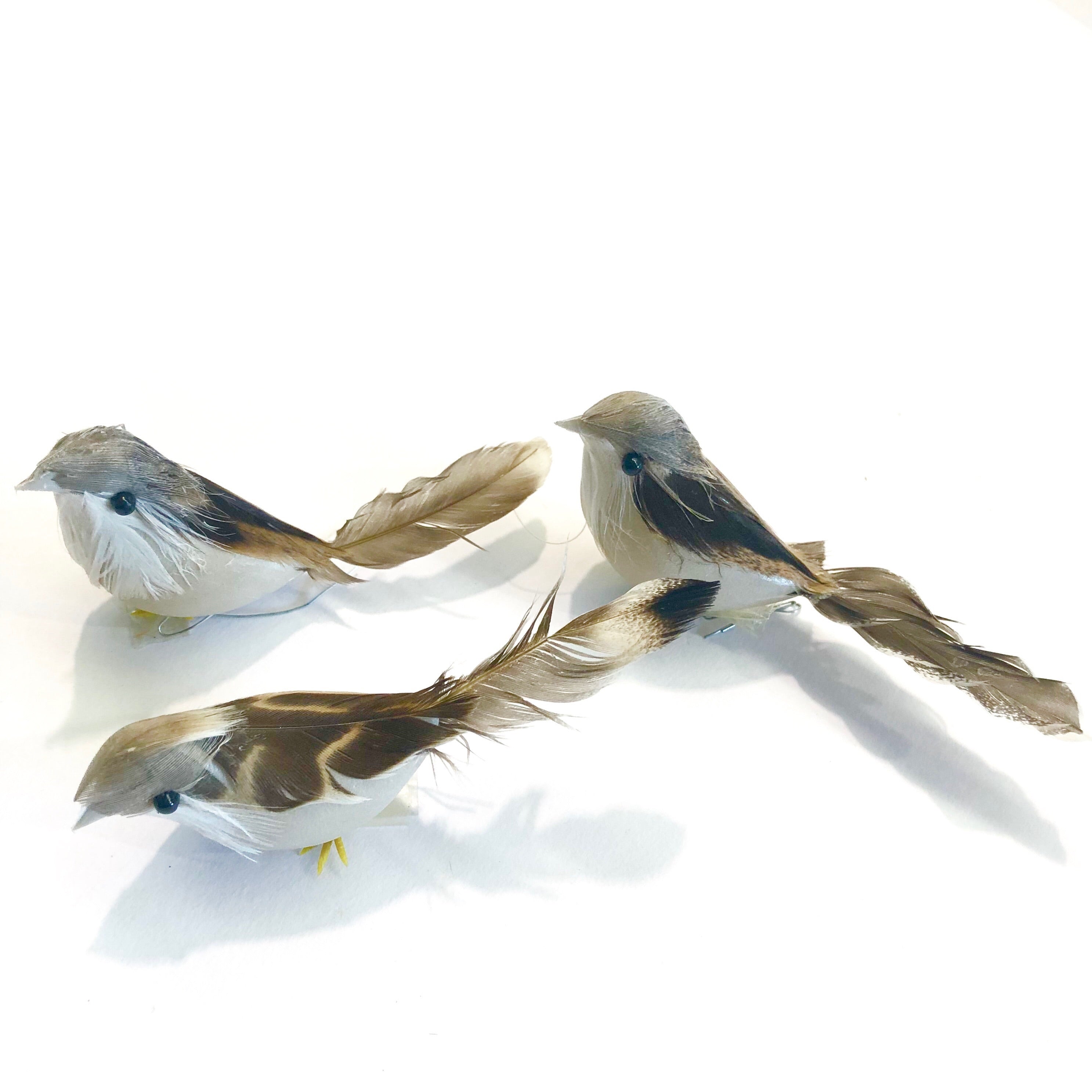 Artificial Realistic Decorative Natural Plastic Feather Birds x 12 pcs - (Style 1)