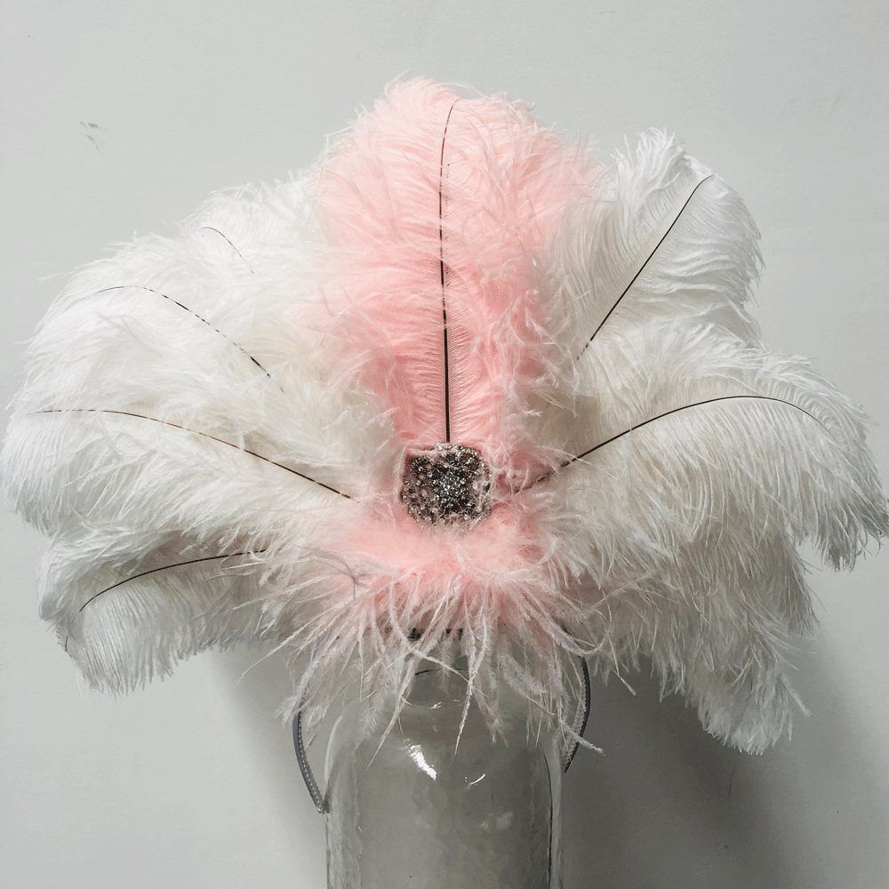 Ostrich Feather Blondine Jewel Rhinestone Showgirl Costume Headpiece ...