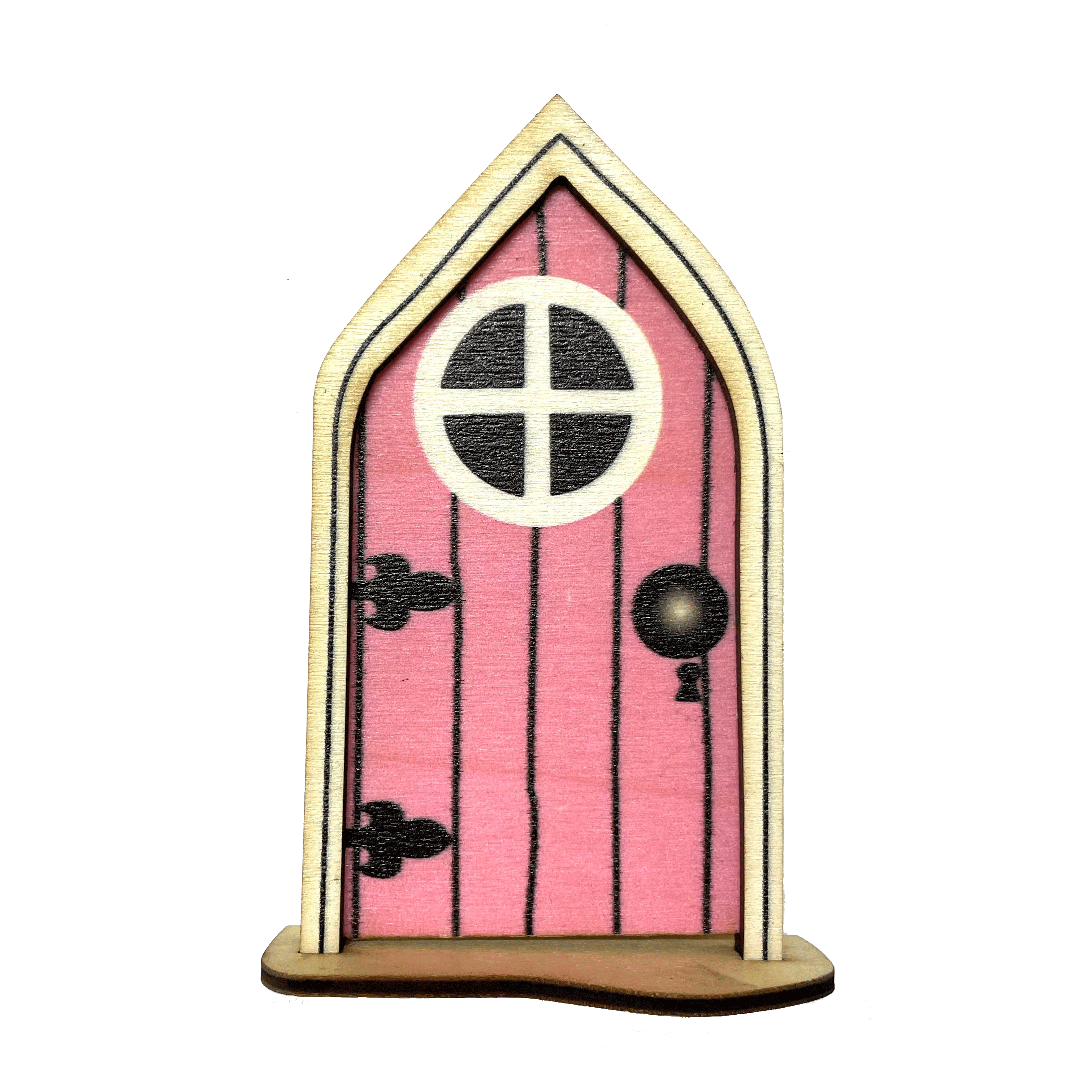 Miniature Fairy Garden Terrarium Wooden Door - Pink (Style 2)