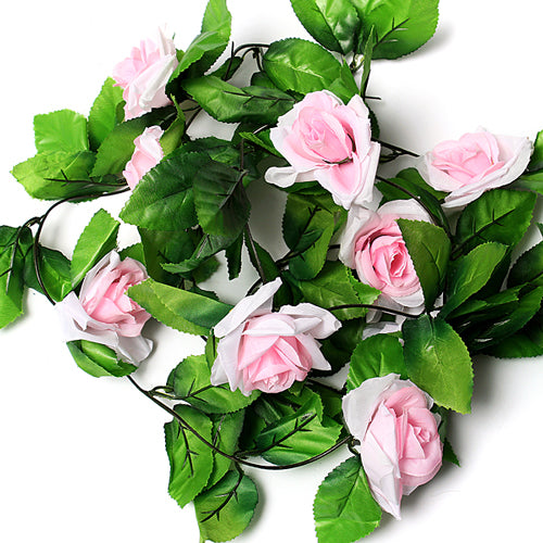 Artificial Silk Flower Rose Garland - Light Pink