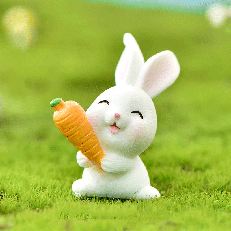 Fairy Garden Terrarium Resin Miniature Bunny Rabbit with Carrot ((Style 3))