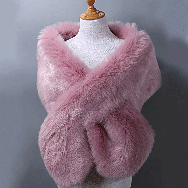 Pink Fur Wrap Great Gatsby 1920's Bridal Wedding Faux Fur Shawl